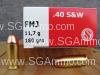 50 Round Box - 40 Cal SW 180 Grain FMJ Sellier Bellot Brass Case Ammo - SB40B